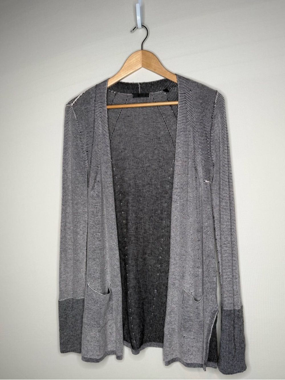 ATM Anthony Thomas Melillo Black & White Open-Front Knit Cardigan XS - Picture 3 of 4